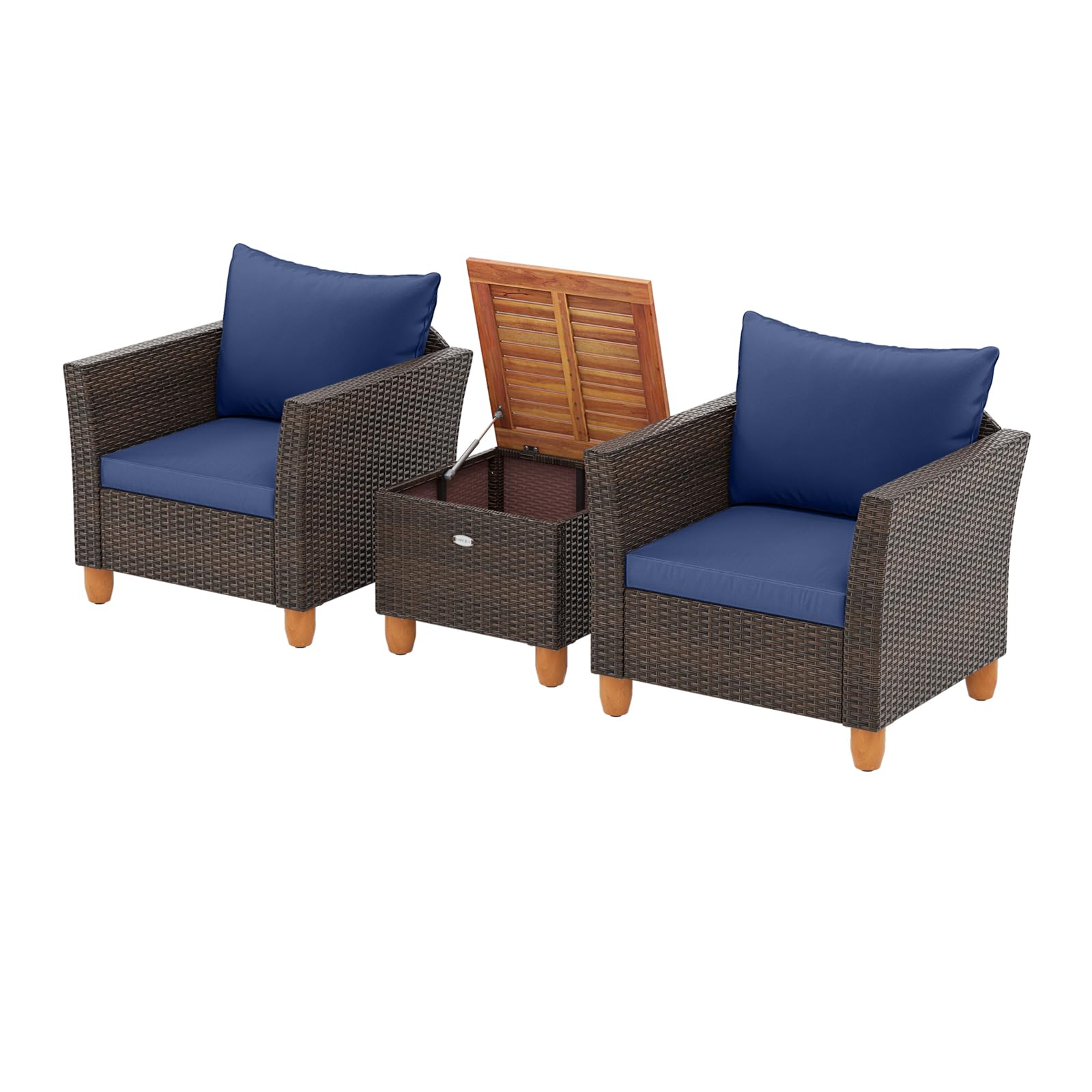 Tangkula Patiojoy Outdoor PE Wicker Bistro Set